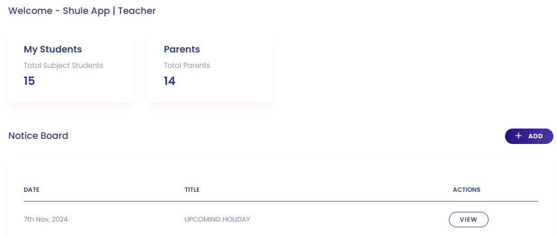 Teacher Dashboard